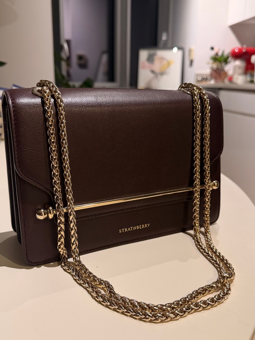 New Strathberry East/West Burgundy Shoulder/Crossbody Bag - Picture 2 of 5